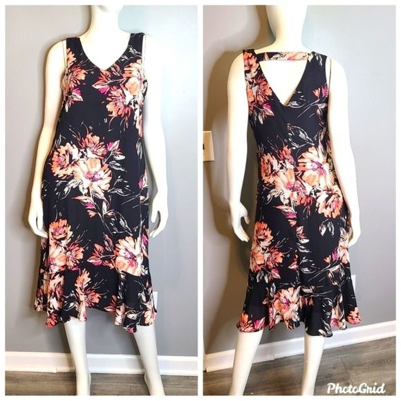 APT 9 Black Pink Floral Sleeveless Shift Dress - Picture 3 of 10
